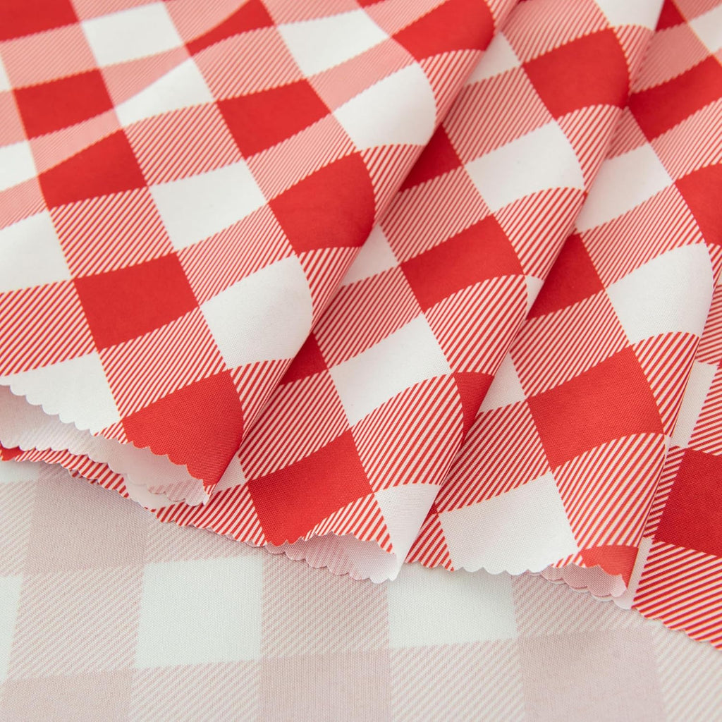 Waterproof Plaid Tablecloth Fabric - Round 58 Inch Classic Gingham Checker Table Cloth for Indoor/Outdoor Use - Buffalo Table Cover for Picnics, BBQs, and Parties