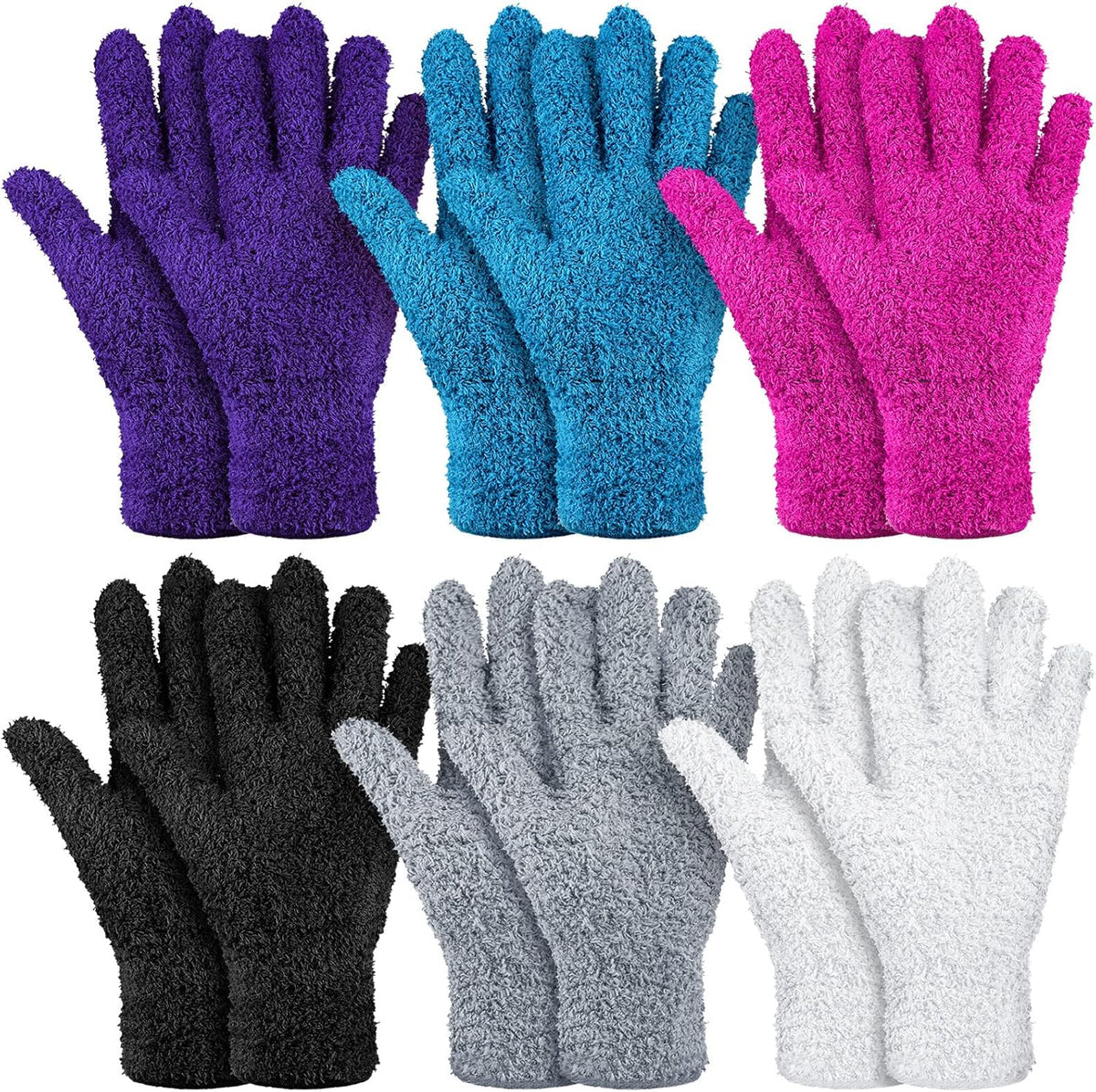 Bencailor 6 Pairs Microfiber Dusting Gloves, Dusting Cleaning Gloves Microfiber Gloves for Plants House Blinds Car Dust Mitt (Bright Color,Medium)