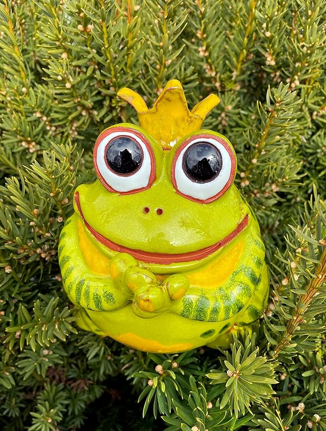 Ceramic Garden Decor - Frog Lawn Stake - Outdoor Statue - Perfect, Unique Gifts for Gardeners Woman, Men, Yard Gifts - Handmade, Frostproof