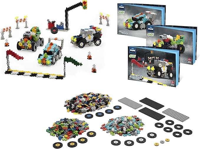 PLUS PLUS - GO! Street Racing Super Set - 900 Pieces - Model Vehicle Building Stem/Steam Toy, Interlocking Mini Puzzle Blocks for Kids