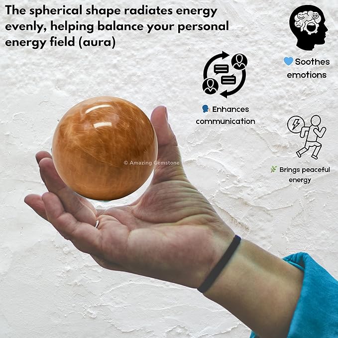 Amazing Gemstone Peach Moonstone Crystal Ball with Stand - 2 Inches Crystal Sphere Meditation Balls for Witchcraft and Decorative Balls