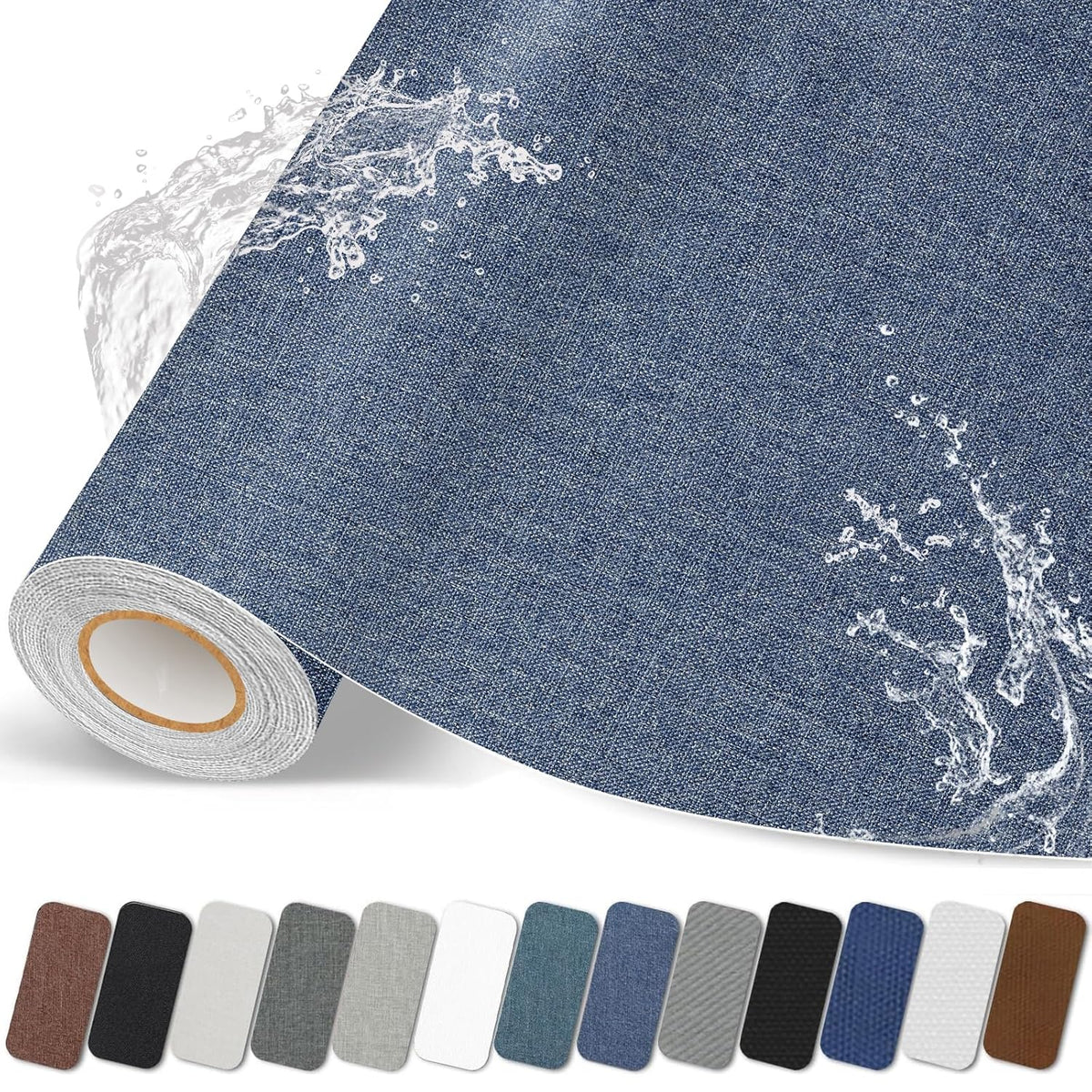 Fabric Repair Patch, Fabric Large Repair Tape, Self-Adhesive Patches for Furniture, Sofa, Car Interior, Shoes, Hand Bag, Clothing (Dark Blue, 3.5X79 Inch)