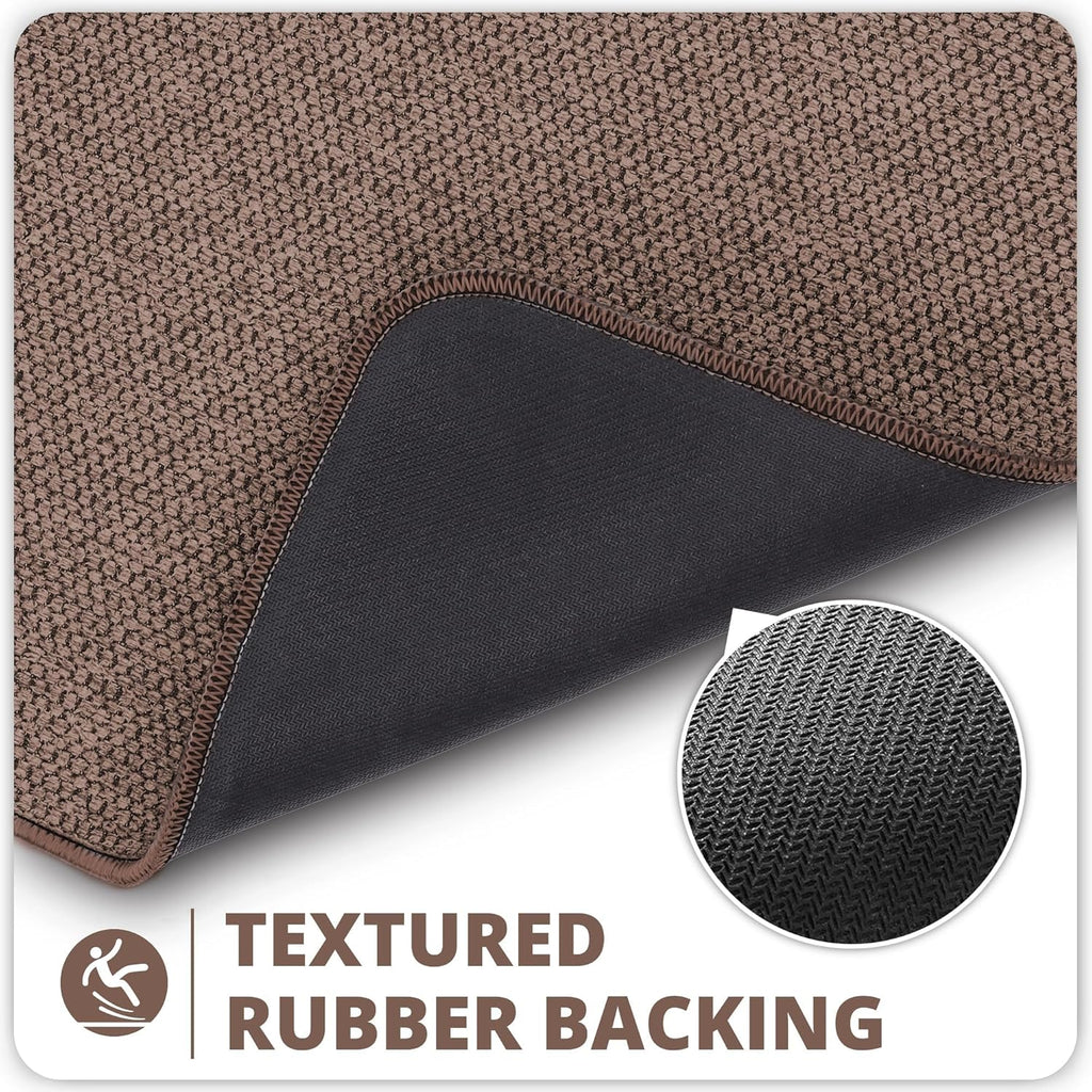 Bath Mat,Ultra Thin Bathroom Rugs,Rubber Bath Mats for Bathroom,No Slip Bath Rugs,Quick Dry,Machine Washable,Low Pile,Absorbent,Shower Outside,Sink,Home Decor Accessories.Brown,1'8"x2'8"(20x32inch)