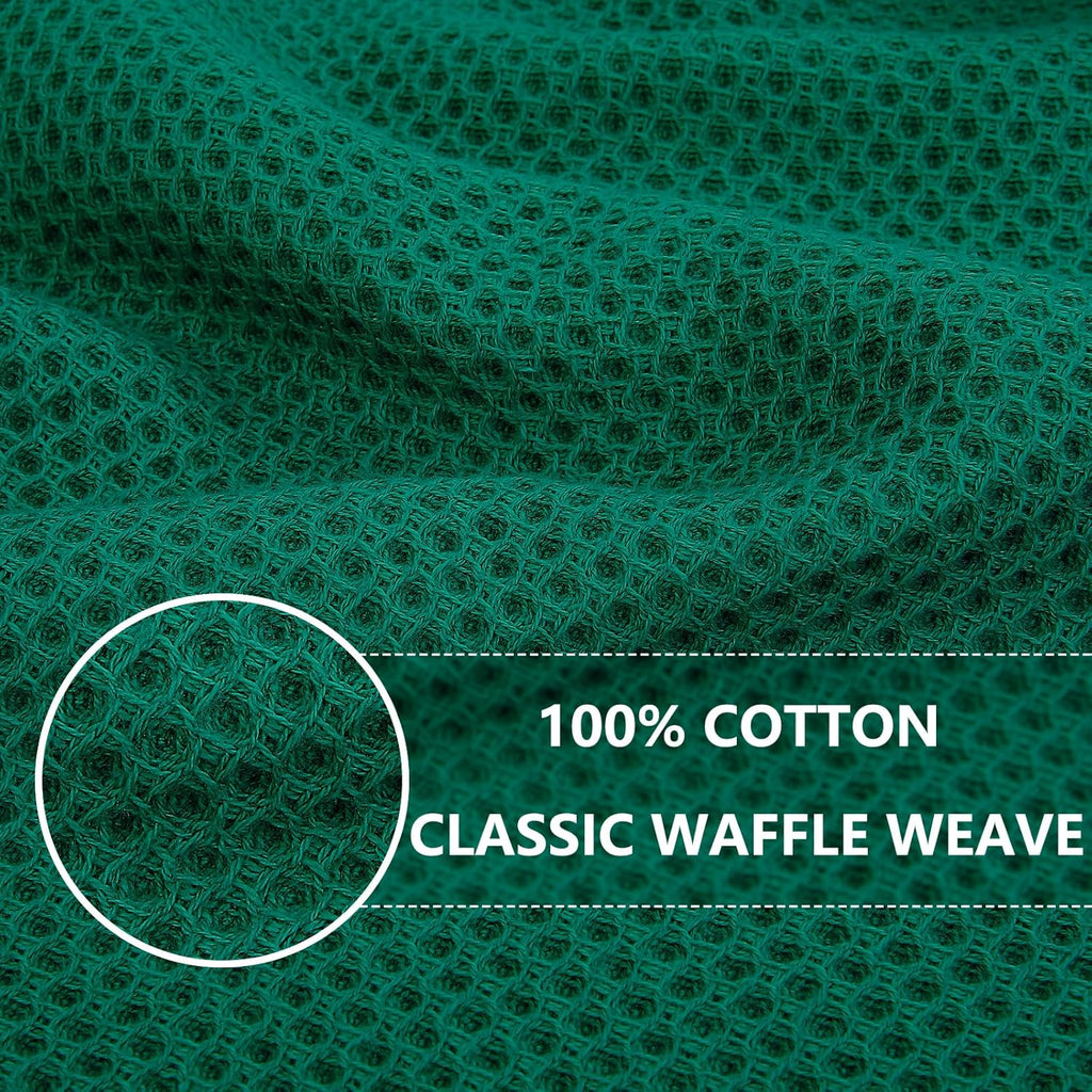 Homaxy 100% Cotton Waffle Weave Kitchen Dish Cloths, Ultra Soft Absorbent Quick Drying Dish Towels, 12 x 12 Inches, 8-Pack, Dark Green