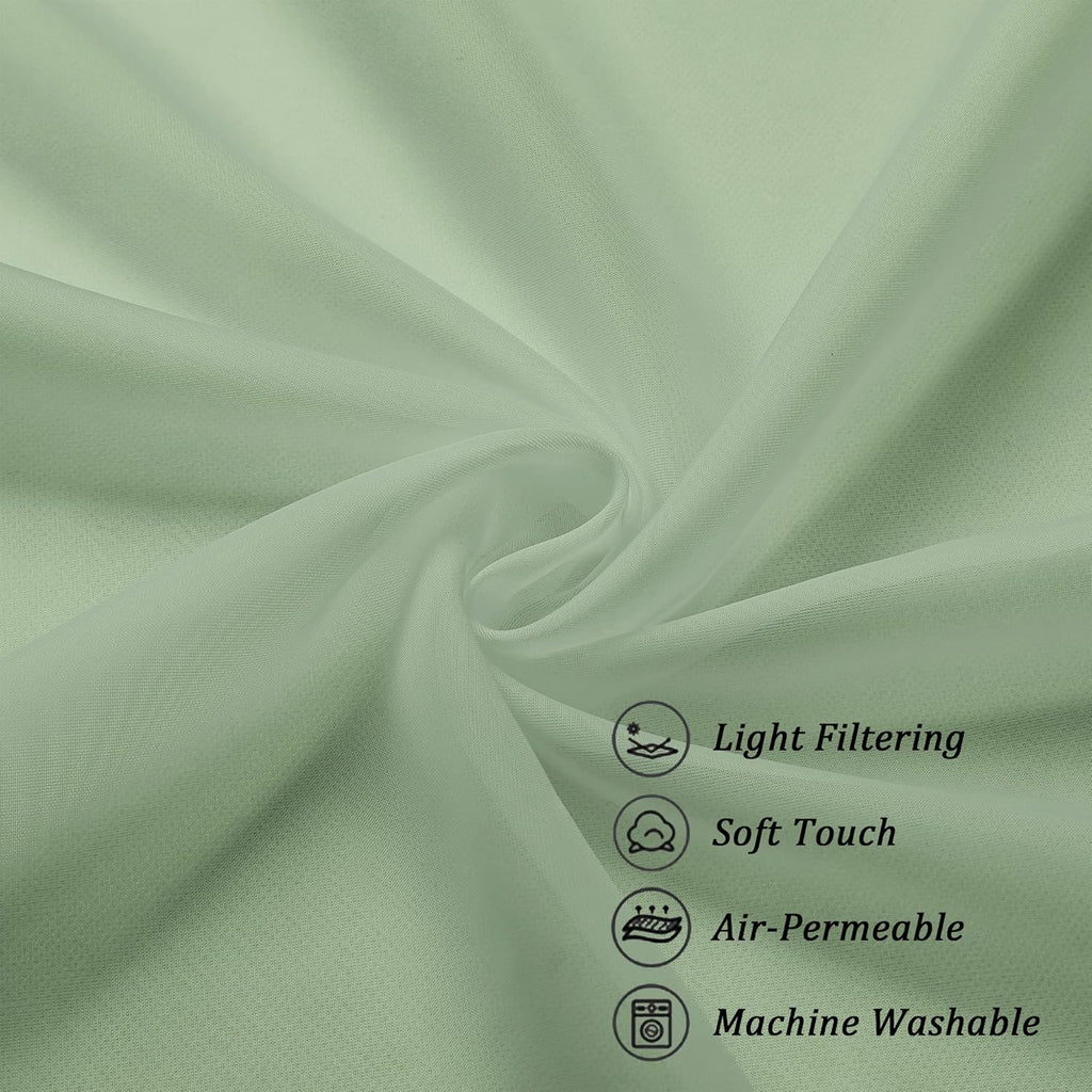 Chyhomenyc Sage Green Sheer Scarf Valances for Windows 216 Inch Extra Long, Window Scarf Drapes Rod Pocket Backdrop for Wedding Arch Draping/Party/Canopy Bed/Living Room, 2PC, 18 Feet Length