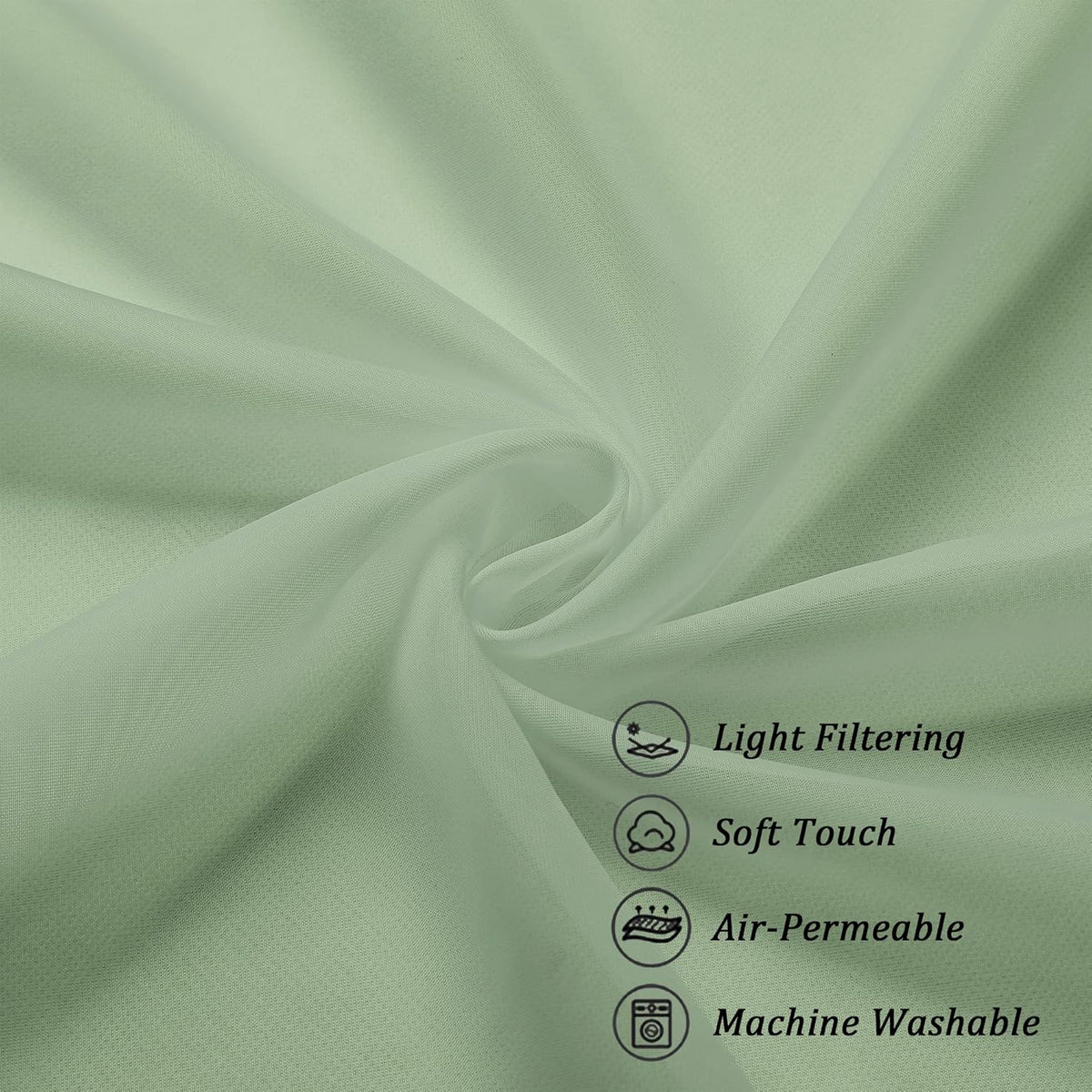 Chyhomenyc Sage Green Sheer Scarf Valances for Windows 216 Inch Extra Long, Window Scarf Drapes Rod Pocket Backdrop for Wedding Arch Draping/Party/Canopy Bed/Living Room, 2PC, 18 Feet Length