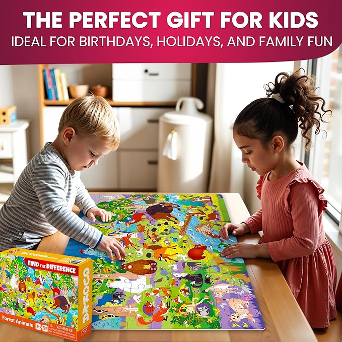 QUOKKA 100 Piece Puzzles for Kids Ages 4-6 – 3 Floor Kids Puzzles Ages 6-8 Year Old – Toy for Learning Ocean & Forest Animals for 8-10 yo – Jigsaw Toddler Game for Boy and Girl Age 3-5
