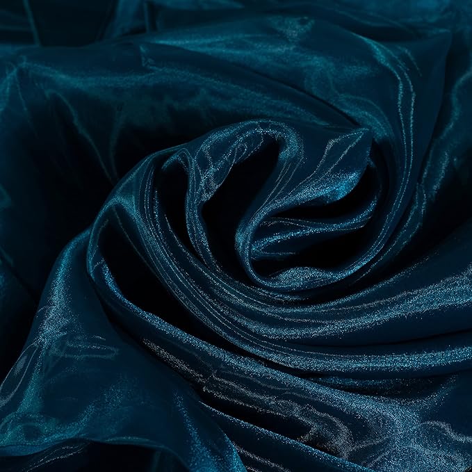 FYNITE Organza Fabric | Cristal Organza Fabric Bolt for Bridal Wedding Dress Fashion Craft Decorations Silky Shiny Organza 44'' (Dark Teal, 10 Yard)