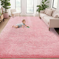 5x7 Area Rug for Living Room: Fluffy Shag Soft Washable Rugs Fuzzy Plush Indoor Carpet for Bedroom Nursery Playroom Dorm Kids Girls Boys Room (Pink, 5'x7')