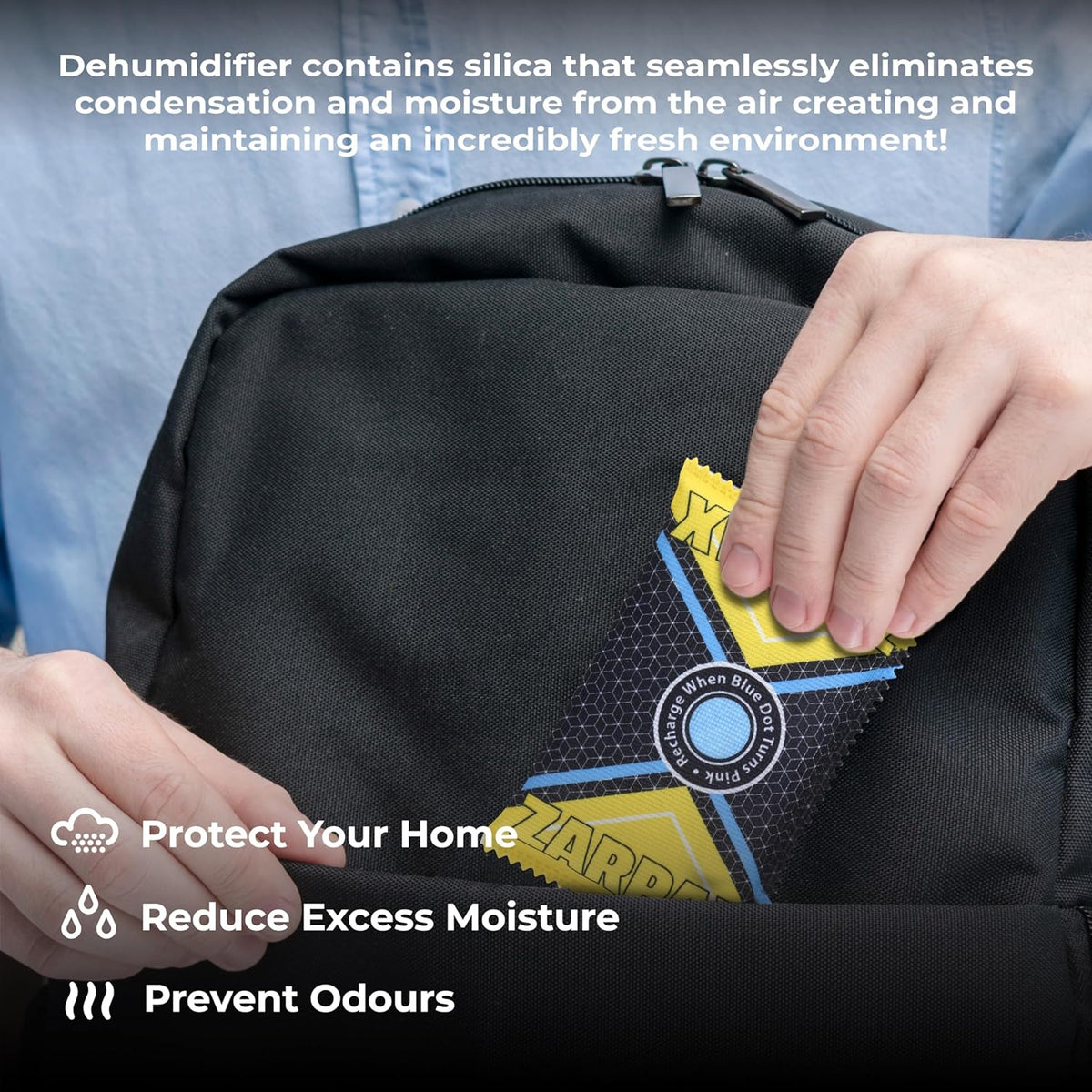 4.4 oz/125g Rechargeable Desiccant Packs Dehumidifier Bag - 6 Pack - Moisture Absorbers For Safes, Car, Bathroom, Storage - Moisture Remover Eliminates Humidity - Reusable Desiccant Bags