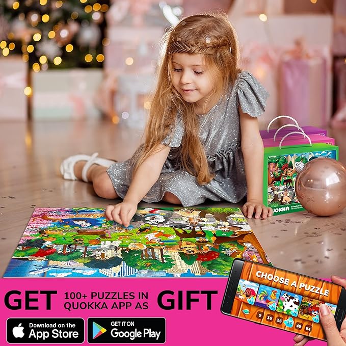 QUOKKA 300 Pieces Puzzles for Kids Ages 10-12 - 3X Set Floor Jigsaw Puzzles for 8-10 yo - Toy for Learning Unicorn – Jigsaw Educational Game for Adult Family Boy and Girl