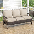 Wicker Outdoor Couch, Patio Furniture Sofa, 3-Seat All Weather Metal Patio Couch with Thick and Soft Cushion, Outdoor Sofa for Balcony, Porch