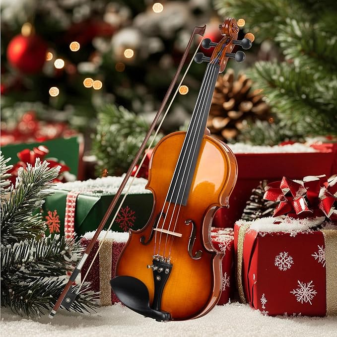 Cecilio 3/4 Violin Solidwood Violin with D'Addario Prelude Strings, Bow, Rosin, Tuner, Shoulder Rest & Lesson Book – Ideal for Beginners
