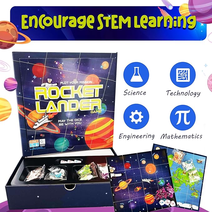 Griddly Kids RocketLander – Strategy Family Games for Critical Thinking & Problem-Solving Skills, Board Game for Adults, Family Card Game, STEM Toys, Fun & Engaging Educational Activity Kids Games