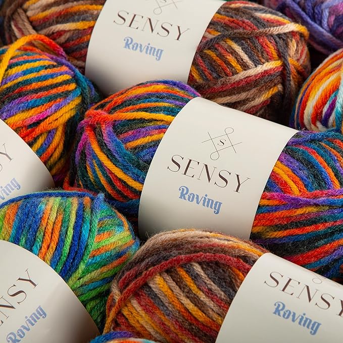 Sensy Roving Multi Color Yarn, 3.5 oz, 132 Yards, Gauge 5 Bulky (Carnaval)