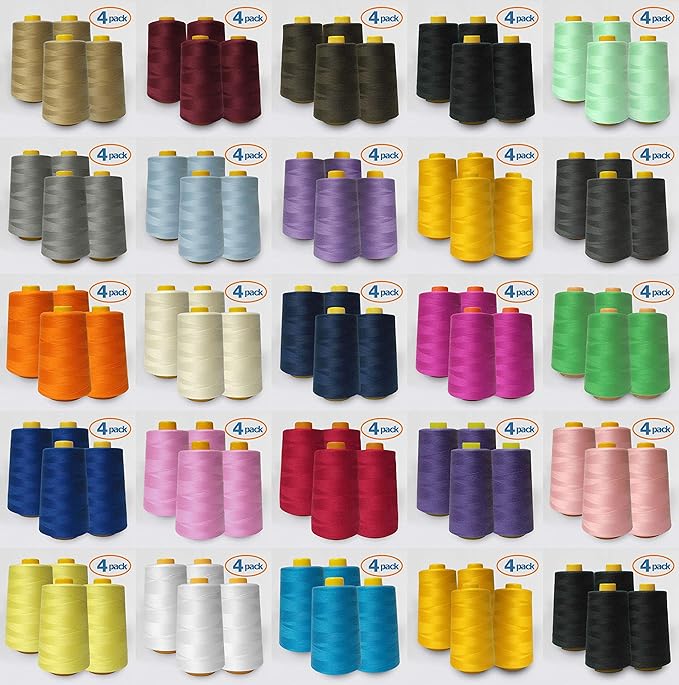 AK TRADING CO. 4-Pack Royal Blue All Purpose Sewing Thread Cones (6000 Yards Each) of High Tensile Polyester Thread Spools for Sewing, Quilting, Serger Machines, Overlock, Merrow & Hand Embroidery