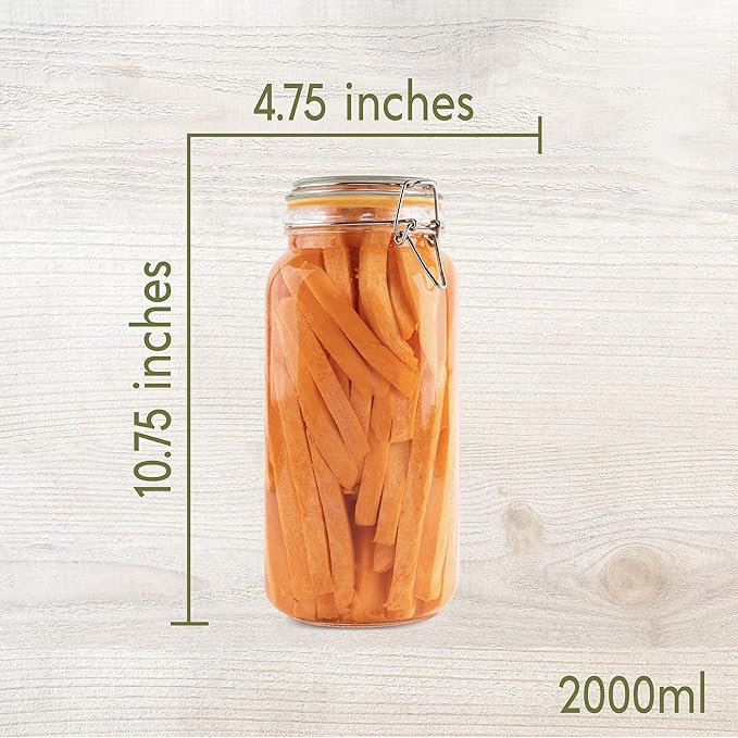 Galashield Glass Jars with Lids 67 oz Food Storage Jars with Airtight Lids Leak Proof Glass Canisters Kitchen Jars [Set of 2]