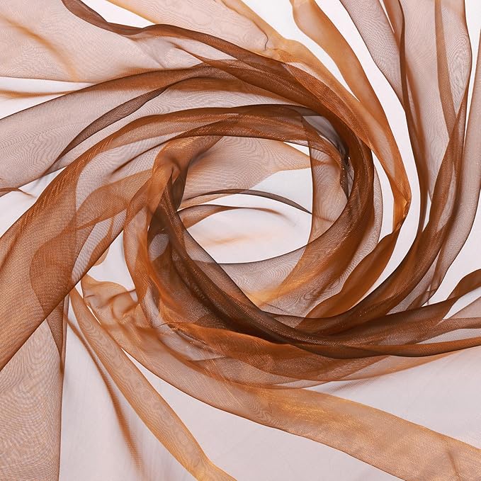 MECCANIXITY Iridescent Sheer Organza Fabric, 10 Yards x 59 Inches Solid Holographic Shiny Fabric Organza Cloth for Wedding, Curtains, Costume, Photo Background, Gradient Dark Gold