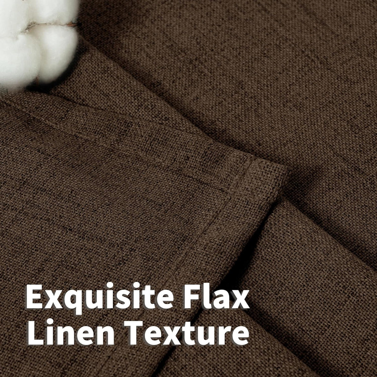 YoungsTex Brown Linen Curtains for Living Room 63 Inches Long, Chocolate Semi Sheer Drapes Textured Light Filtering Window Treatments with Rod Pocket Back Tab for Bedroom, 2 Panels, 52 X 63 Inch