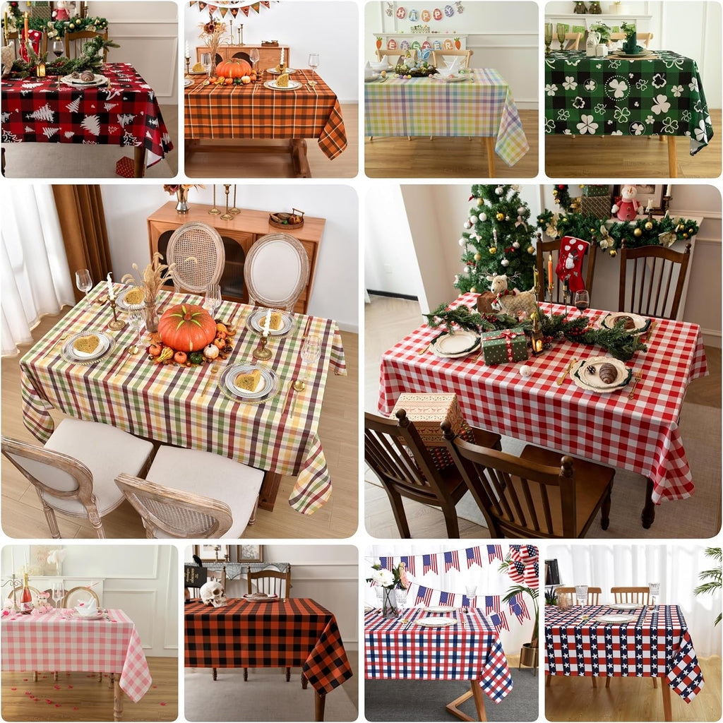 Classic Gingham Buffalo Tablecloth Fabric - Oblong 58x144 Inch Water Proof Checkered Table Cloth for Indoor Outdoor - Table Cover for Birthday, Picnics, BBQs, and Parties