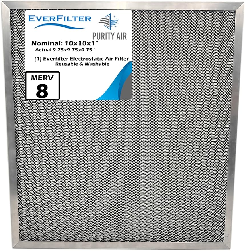 10x10x1 Electro-static Air Filter (1-Ct) AC Furnace Filter, Reusable & Washable 4-Stage Electrostatic Filter for Residential and Commerical HVAC (Actual Size: 9.75 x 9.75 x 0.75 Inches)