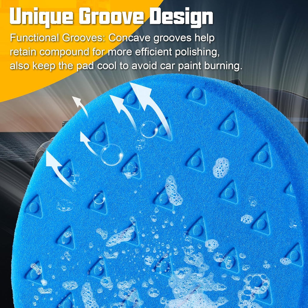 7.5 Inch Buffing Polishing Pads, 8 Pcs Buffing Pads, Car Compound Buffing Sponge Pads and Woolen Pads Cutting Polishing Pad Kit for Car Buffer Polisher Compounding, Polishing & Waxing