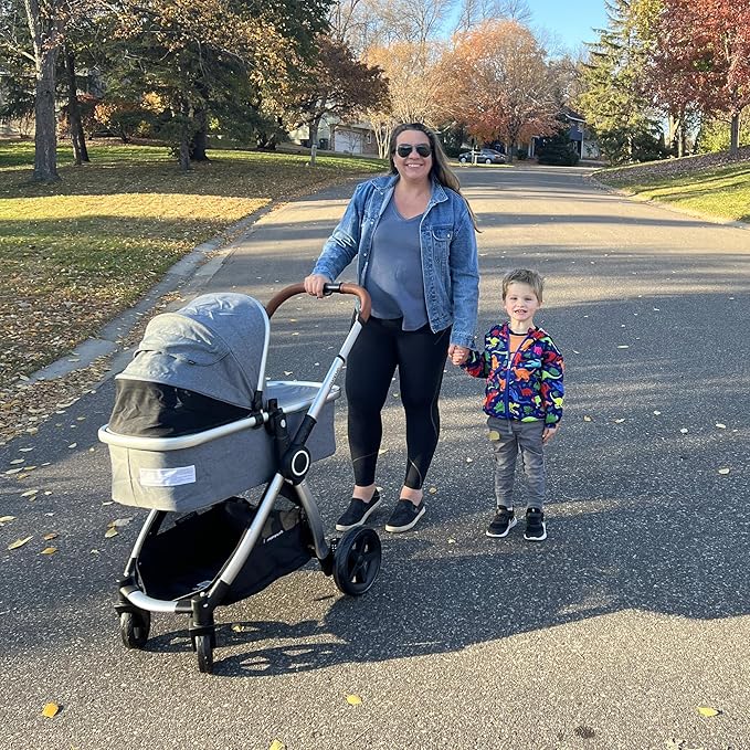 Mompush Ultimate2 Baby Stroller, Premium Convertible Full-Size Stroller for Toddler, Reversible Seat with One Hand Recline Adjustment, Car Seat Adapter Included
