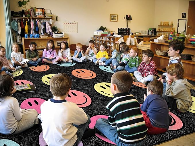 OLEEK Large Classroom Rug Elementary 5x7 - Classroom Rugs for Kids Room - Classroom Carpet Elementary - Kids playroom Rug 5 x 7 - Preschool Rugs for Classroom - Schoolgirl Style Classroom Decor