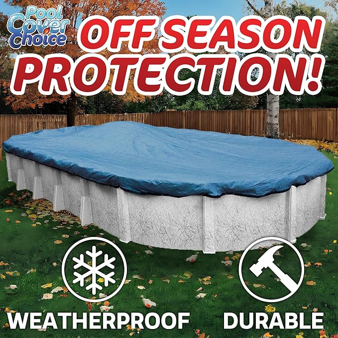 Winter Swimming Pool Cover for 12 ft x 18 ft Aboveground Oval Pool Size, Secure Choice Series, Solid Material, Color - Granite Gray, Pool Cover Choice 331218-4CHOICE
