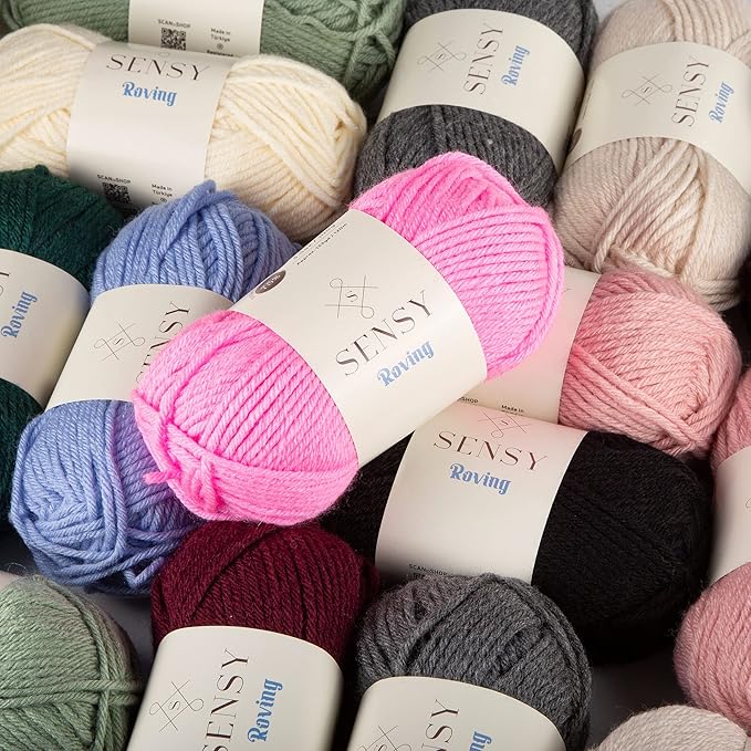 3 Skeins of Sensy Roving Yarn, 3.5 oz, 132 Yards, Gauge 5 Bulky (Neon Pink)