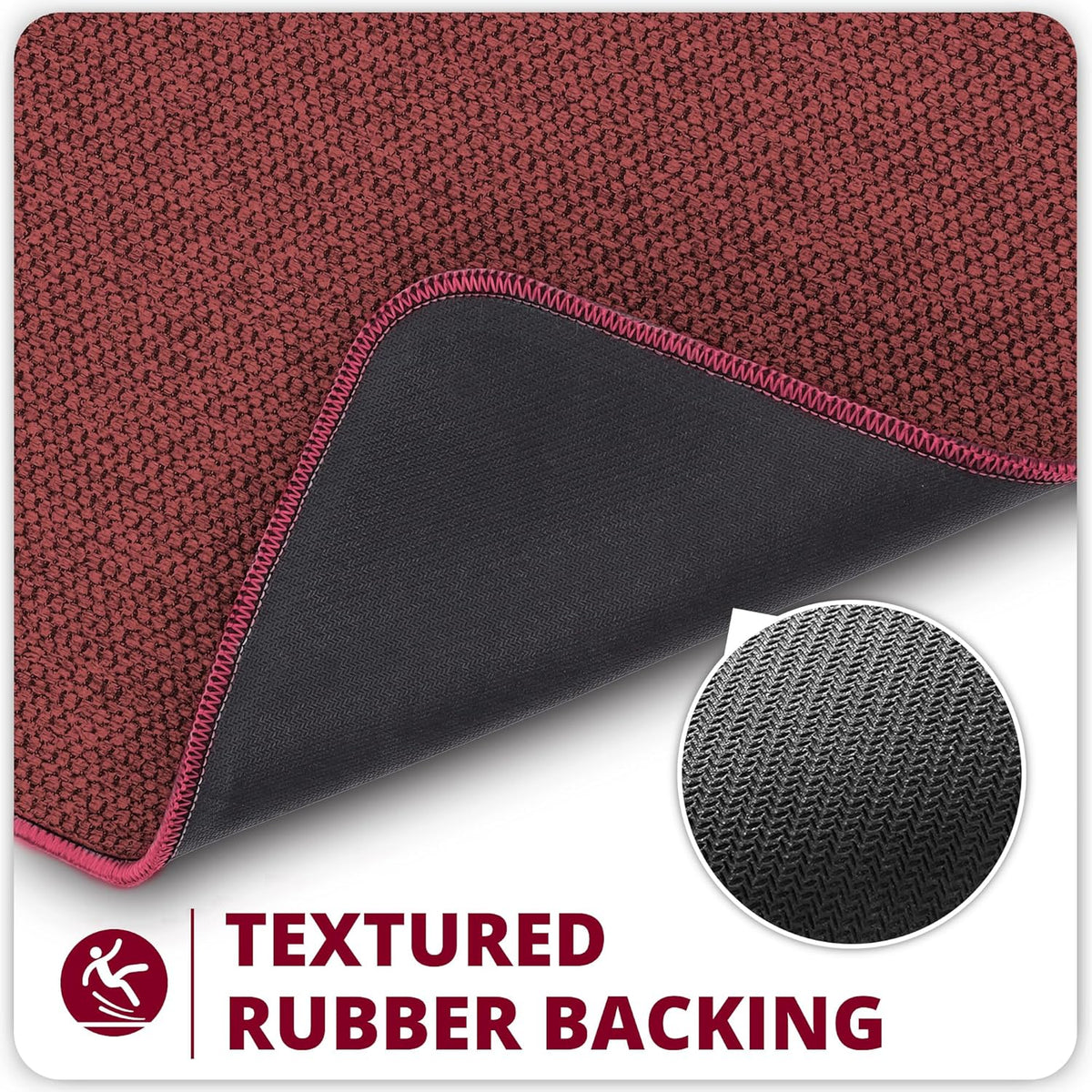 Bath Mat,Ultra Thin Bathroom Runner Rugs,Large Bath Mats for Bathroom,Quick Dry,Non-Slip,Machine Washable,Low Pile,Bath Rug,Shower Outside,Sink,Home Decor Accessories.Red,1'9"x3'11"（21x47inch）