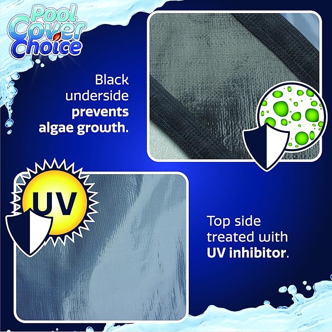 Winter Swimming Pool Cover for 15 ft x 27 ft Aboveground Oval Pool Size, Top Choice Series, Solid Material, Color - Desert Sand, Pool Cover Choice 601527-4CHOICE