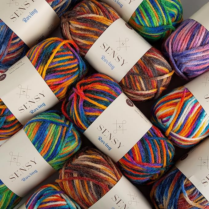 Sensy Roving Multi Color Yarn, 3.5 oz, 132 Yards, Gauge 5 Bulky (Carnaval)