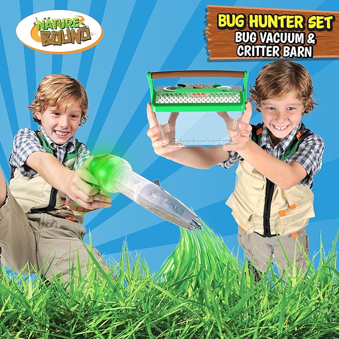 Nature Bound Bug Catcher Toy, Eco-Friendly Bug Vacuum, Catch and Release Indoor/Outdoor Play, Ages 3 to 12, Green, Complete Kit for Kids, Includes Capture Core with Magnification