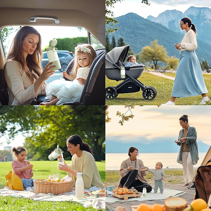 Portable Bottle Warmer for Travel, 2-Min Fast Heating Baby Bottle Warmer,12.8oz Formula Container to Go for Breastmilk, Formula Dispenser with Long-Lasting Keep Warm Function