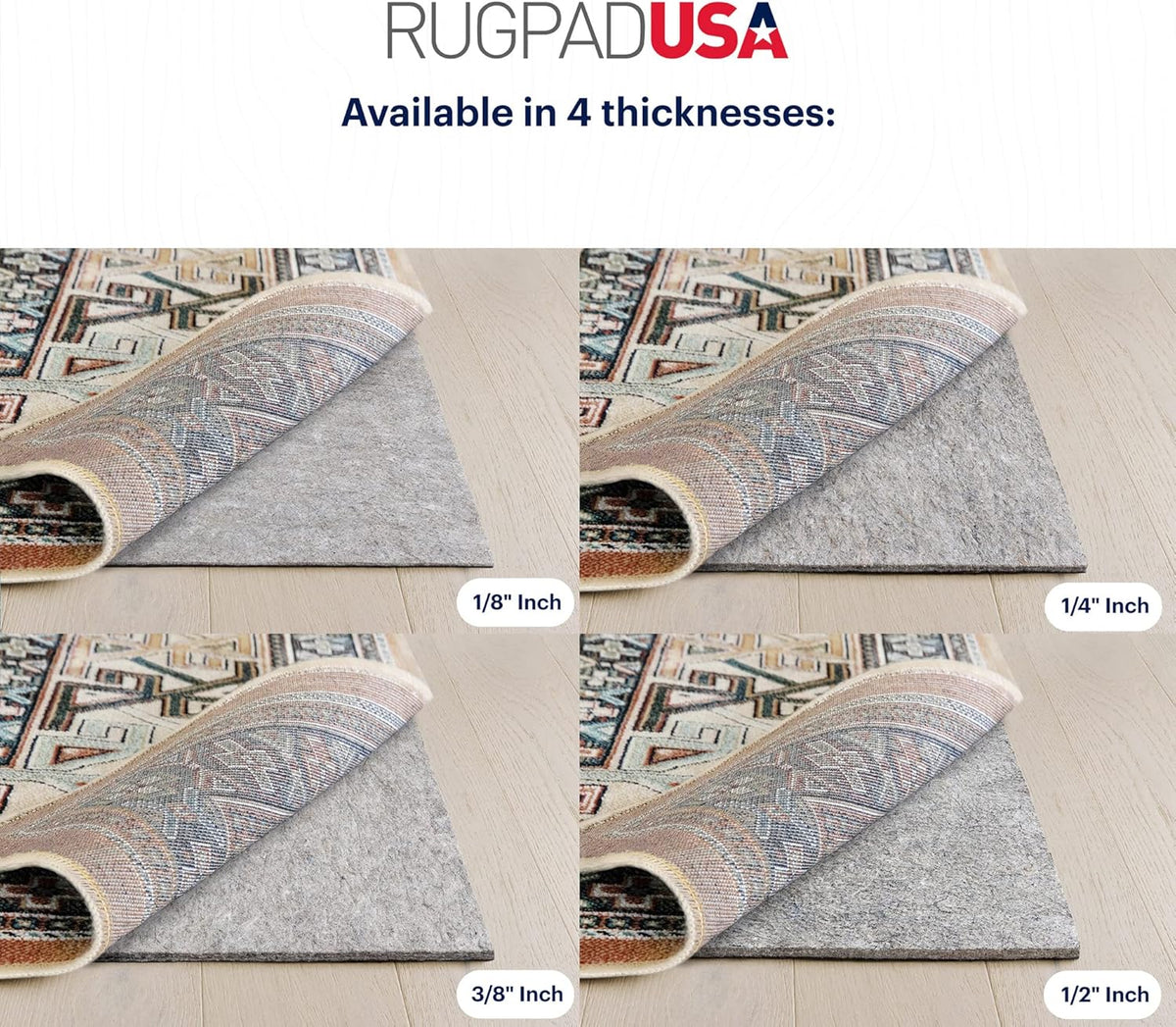 RUGPADUSA - Dual Surface - 2'6" x 8' - 3/8" Thick - Felt + Rubber - Enhanced Non-Slip Rug Pad - Adds Comfort and Protection - for Hard Surface Floors