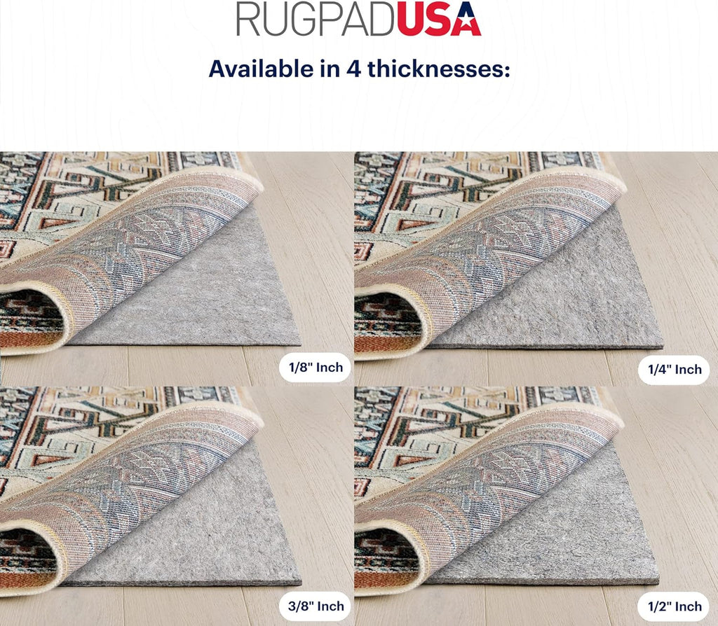 RUGPADUSA - Dual Surface - 2'x5' - 3/8" Thick - Felt + Rubber - Enhanced Non-Slip Rug Pad - Adds Comfort and Protection - for Hard Surface Floors
