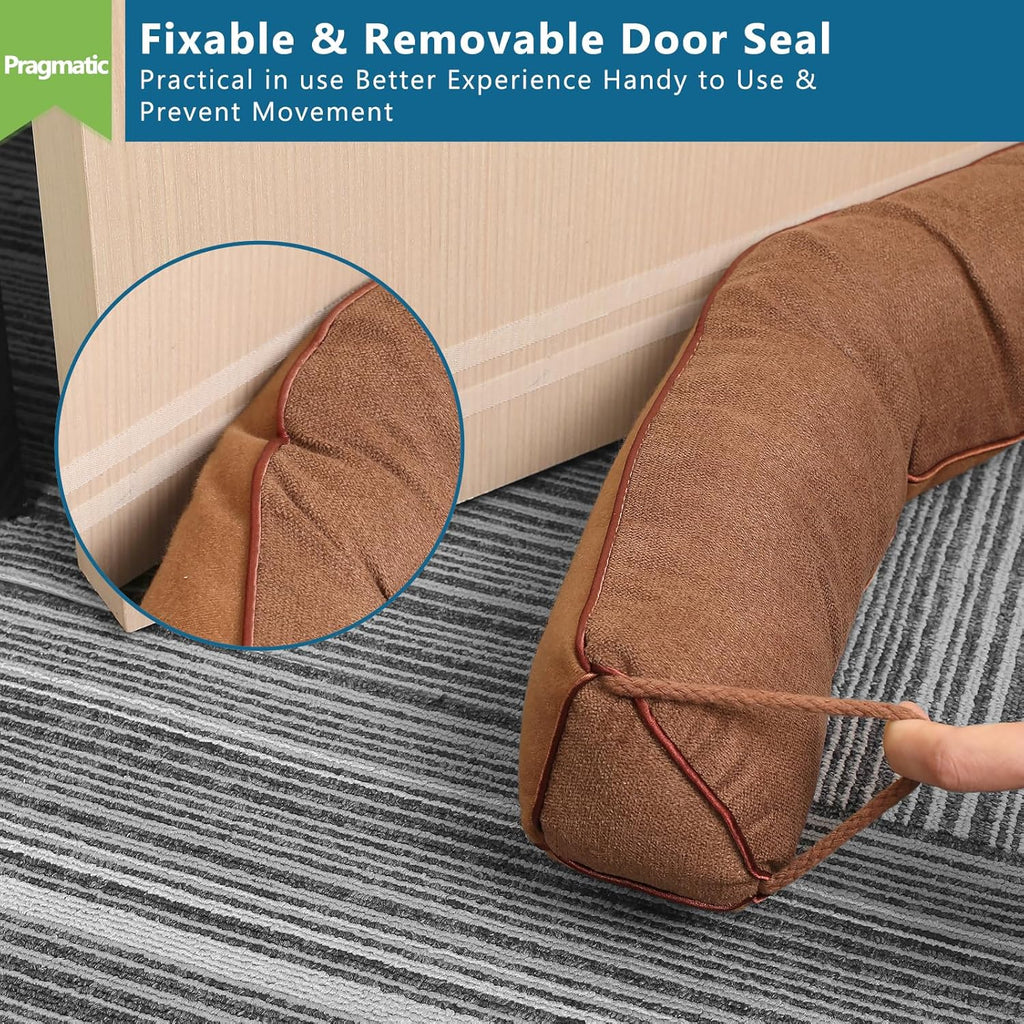 Triangle Under Door Draft Stopper 40 inch Weighted Draft Blocker Bottom Seal Noise Air Guard for Doors and Windows, Brown