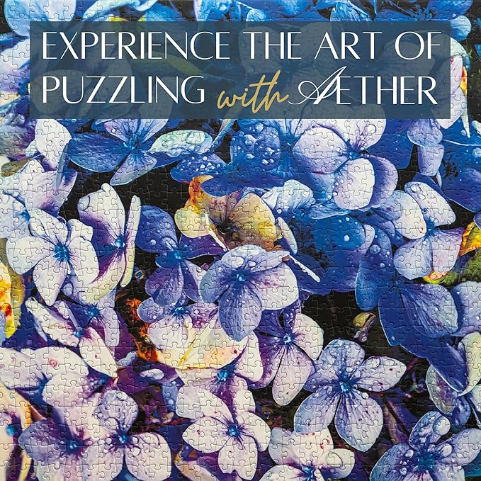 Dew Kissed Hydrangea Puzzle, Premium 1000 Piece Jigsaw Puzzle for Adults, Glare-Free, Soft-Touch Puzzles, Made in USA, 26.6" x 19.25"