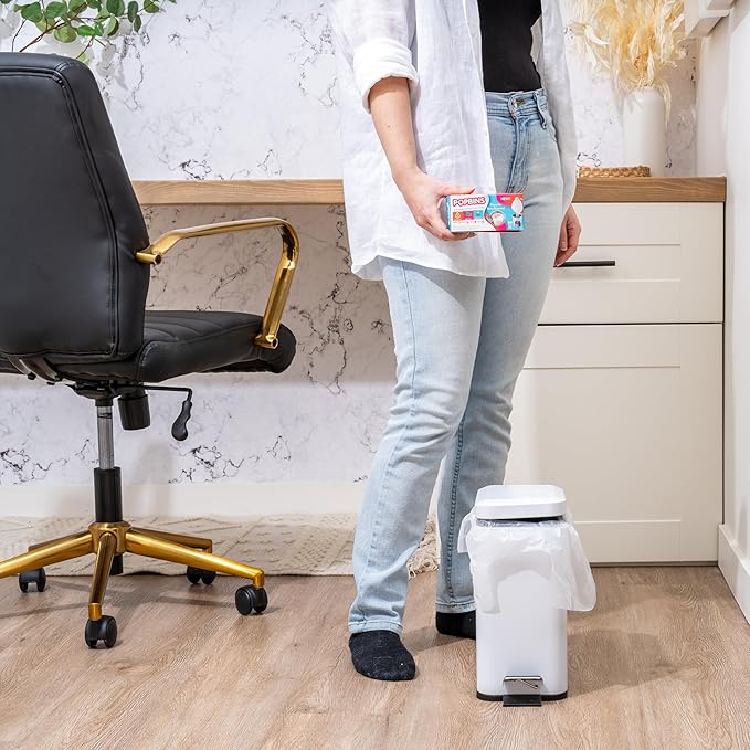 Trash Bags - Small Garbage Bags, Clear Trash Can Liners for Bathroom Bins, Bedroom, Office & Kitchen Waste, Multi-Purpose Household Wastebasket Cleaning Supplies - 1.2 Gallon, Pack of 6
