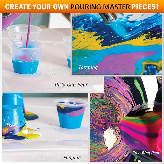 POURING MASTERS Hot Tamale Red Acrylic Ready to Pour Pouring Paint - Premium 32-Ounce Pre-Mixed Water-Based - for Canvas, Wood, Paper, Crafts, Tile, Rocks and More
