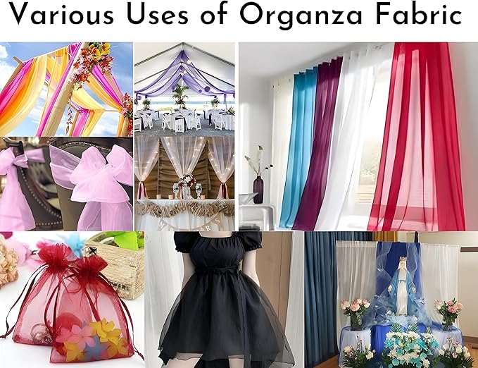 Fynite Sheer Organza Fabric | 5 Yards Long | 44" Wide | Bridal Solid Teal Sheer Organza Bolt for Wedding Dress Fashion Craft Decorations