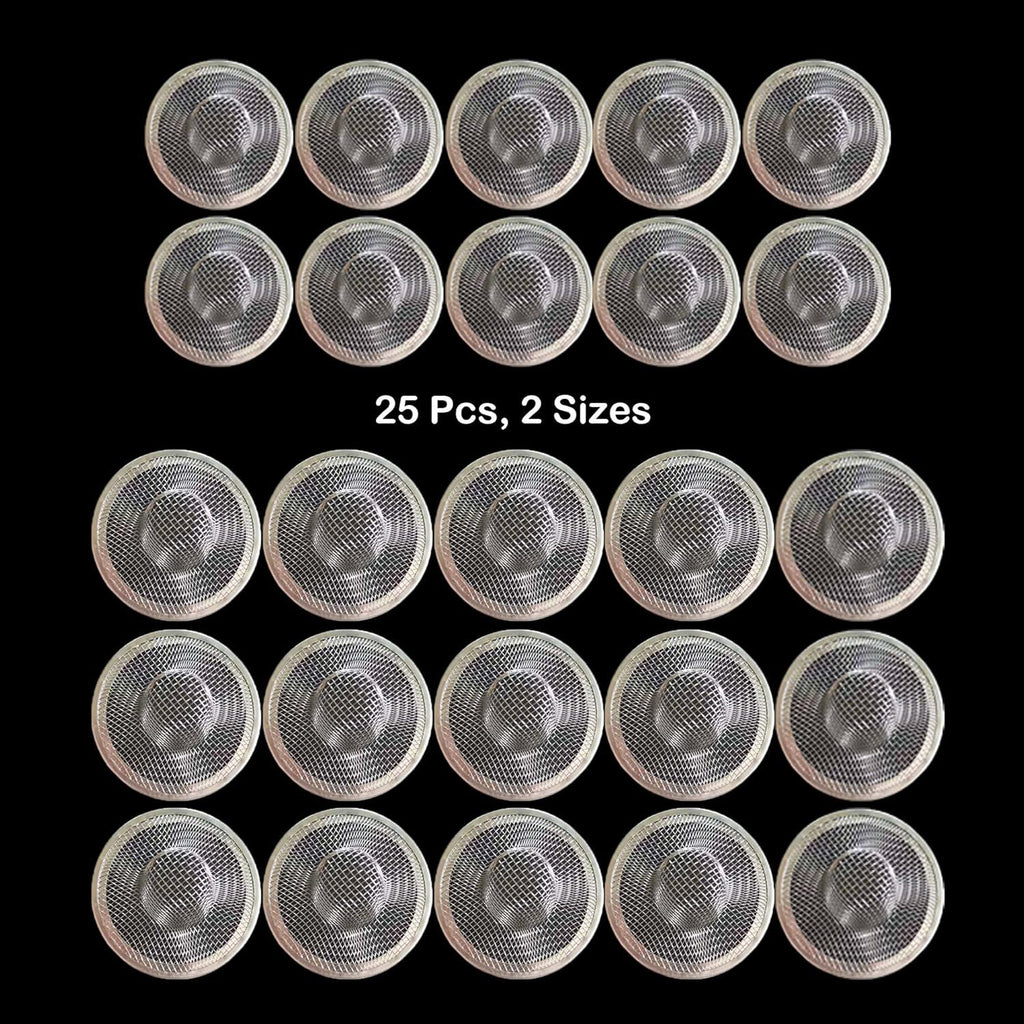 25PCS Bathroom Mesh Sink Drain Strainer, 2.75" & 2.125'' Stainless Steel Slop Basket Filter Trap, Mesh Tub Strainer Bathtub Drain Filter Screen for Bathroom Bathtub Laundry Lavatory Balcony RV Utility