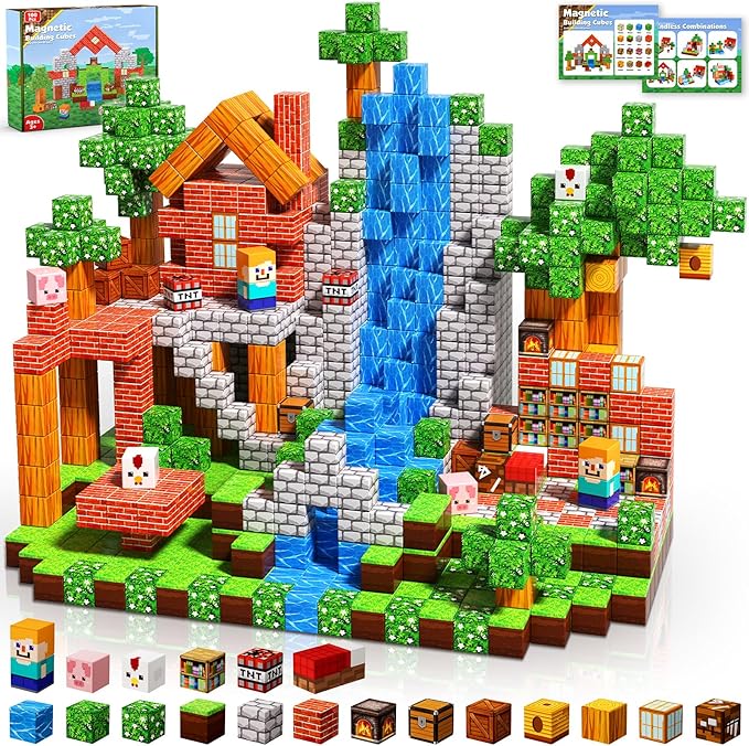 Magnetic Blocks - 100PCS Magnetic Building Blocks Cubes, Magnet Toys for Kids Age 3+, Toy Building Set for Kids, Magnets Stacking Construction Toys Birthday Gifts for Boys Girls Age 4-8, 8-12