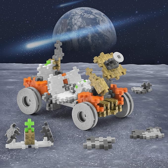 PLUS PLUS - GO! Lunar Rover - 200 Pieces - Model Space Vehicle Building Stem/Steam Toy, Interlocking Mini Puzzle Blocks for Kids