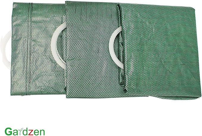 Gardzen 3-Pack 32 Gallon Yard Waste Bags, Reusable Heavy Duty Collapsible Garden Leaf Bags with Plastic Ring, Stand-Up Yard Waste Bin for Leaves, Lawn Debris & Grass Clippings