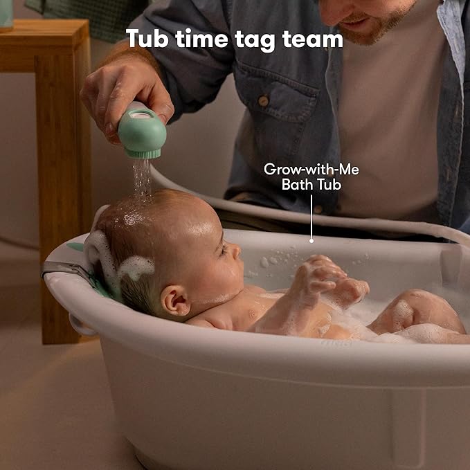 Frida Baby Control The Flow Bathtub Sprayer Attachment for Baby Bathtub, Shower Head with Scalp Massager, Control Waterflow with 2 Pressure Modes