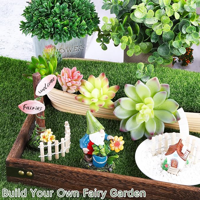 Elcoho 12 Pieces Fake Grass for Crafts Fairy Garden 6 x 6 Inches Artificial Garden Grass for Miniature Ornament Dollhouse DIY Decoration