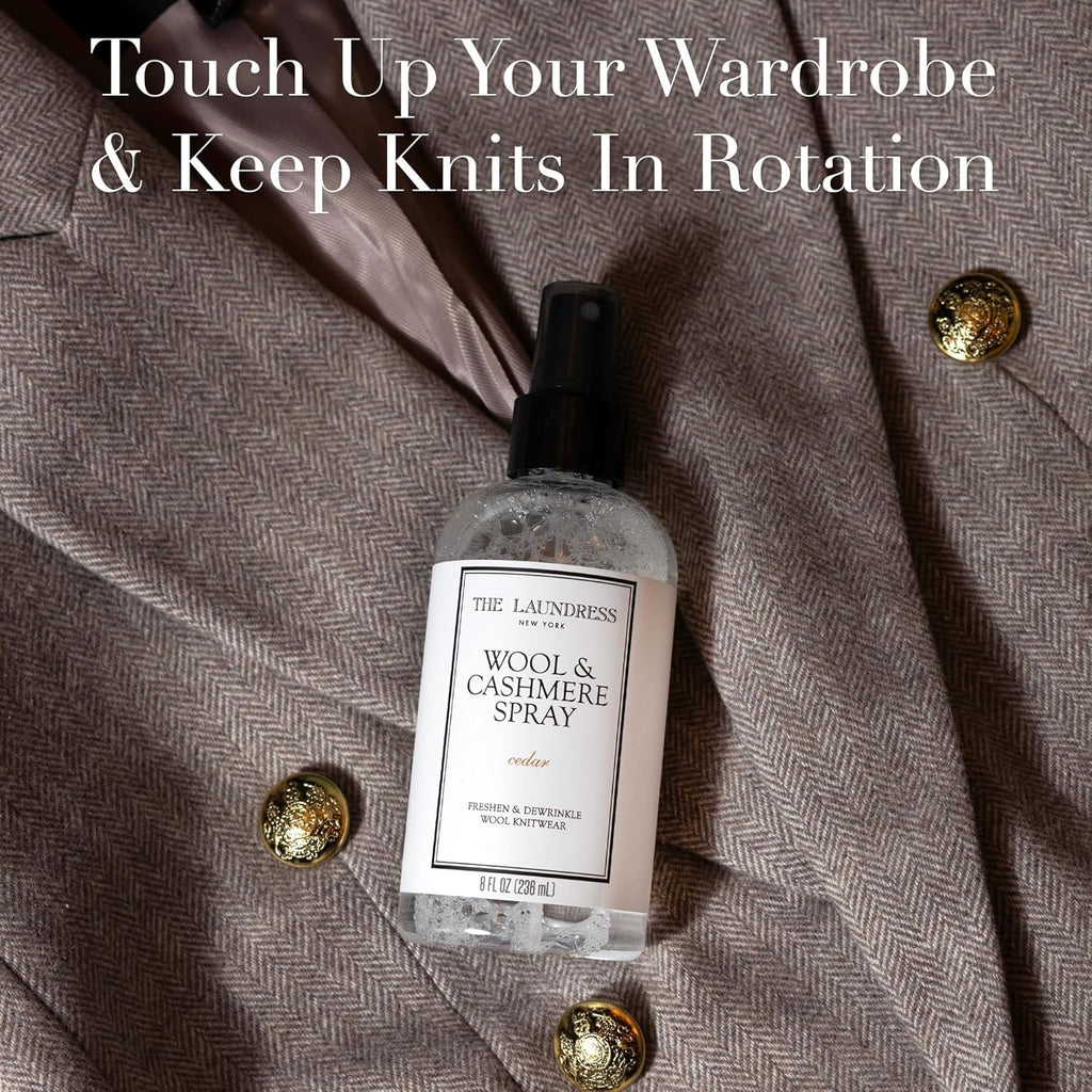 The Laundress Wool and Cashmere Fabric Spray, Wool Dewrinkle Spray, Upholstery and Linen Spray, Fabric Refresher, Cedar Scent, 8 Fl Oz
