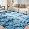 Ultra Soft Rug for Living Room, 3X5 Fluffy Shag Area Rug for Bedroom, Modern Shaggy Carpets Fuzzy Rug for Teens Dorm Nursery Home Decor Aesthetic, Upgrade Anti-Skid Durable, Tie-Dyed Blue Grey